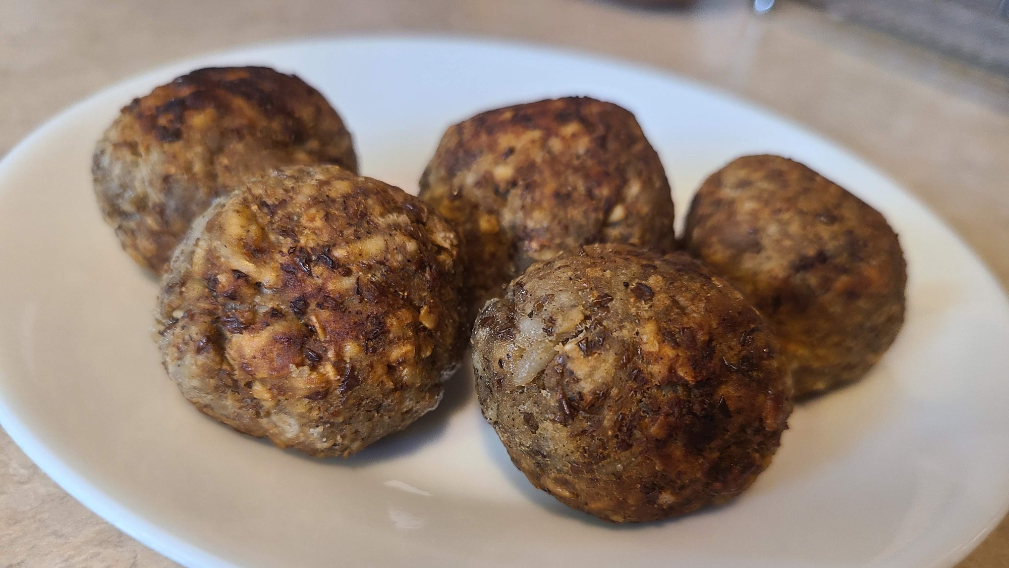 "Meatballs" & "Sausage" made with Lentil Bean Flakes