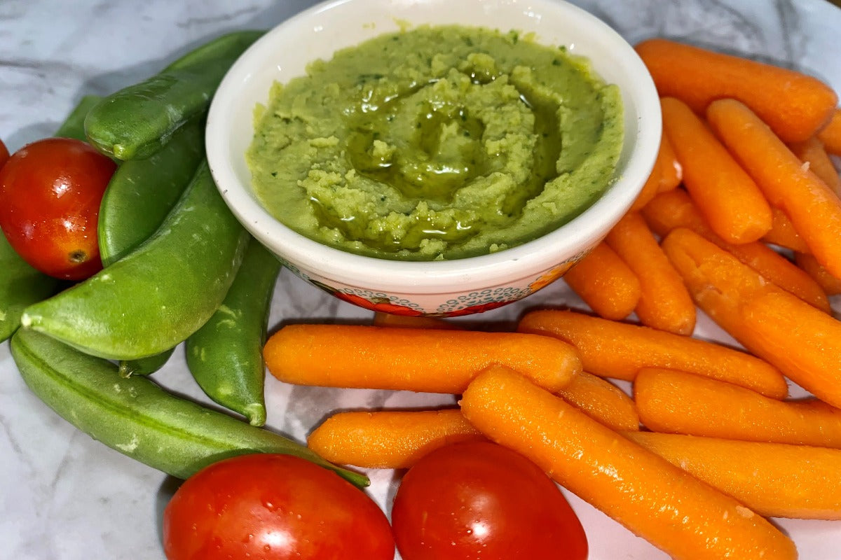 Green Pea Hummus and vegetables
